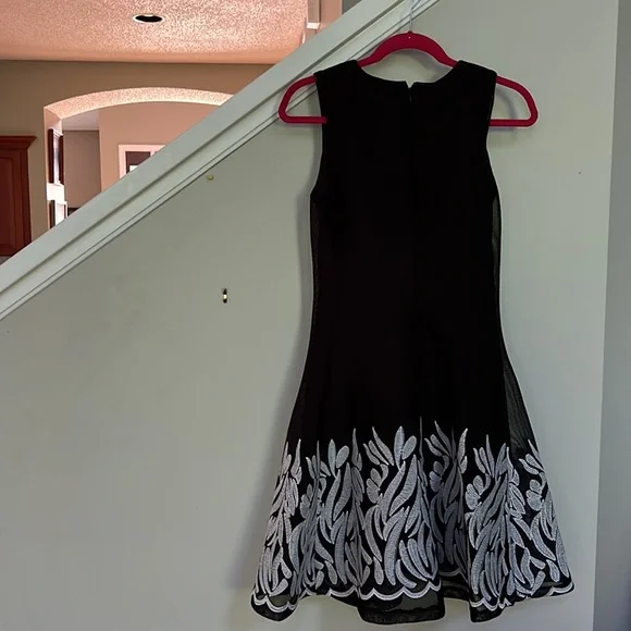 dkny embroidered mesh fit & flare dress DKNY Embroidered Mesh Fit & Flare Dress